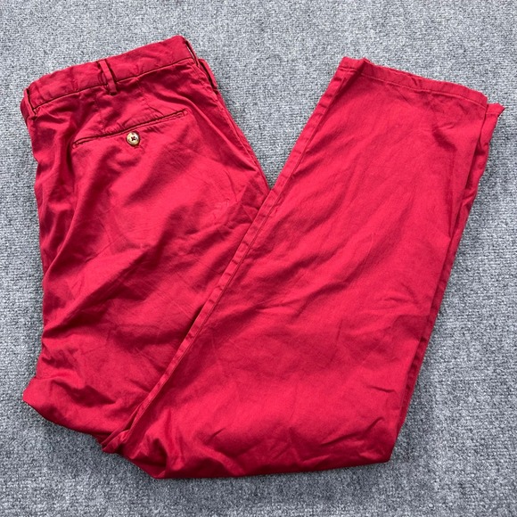 Incotex Classic Fit Pattern B high Comfort Pants Men's 38 Red Chino Trousers - Picture 1 of 14